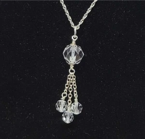 Vintage Upcycled Art Deco Rock Quartz Crystal Sterling Silver Tassel Pendant - Picture 1 of 3