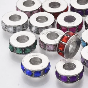 50x Glass Rhinestone European Spacer Beads for Necklaces Jewelry Making Crafts - Picture 1 of 3