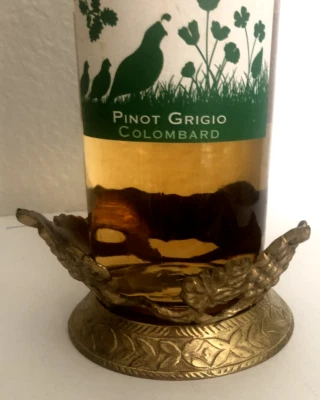 De Colección MCM 4.5" Latón ÚNICO PORTABOTELLAS DE VINO Carrito Uvas Tazón Pedestal SOPORTE Foto 1 de 4