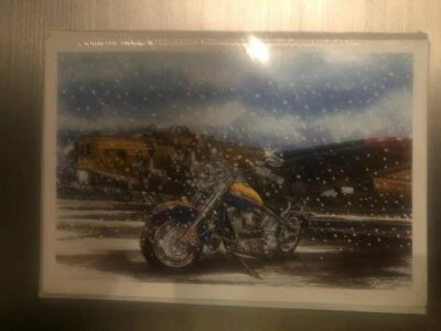 TARJETAS DE NAVIDAD HARLEY DAVIDSON #X788 HARLEY ESTACIONADAS EN NIEVE POR AVIÓN Foto 1 de 4