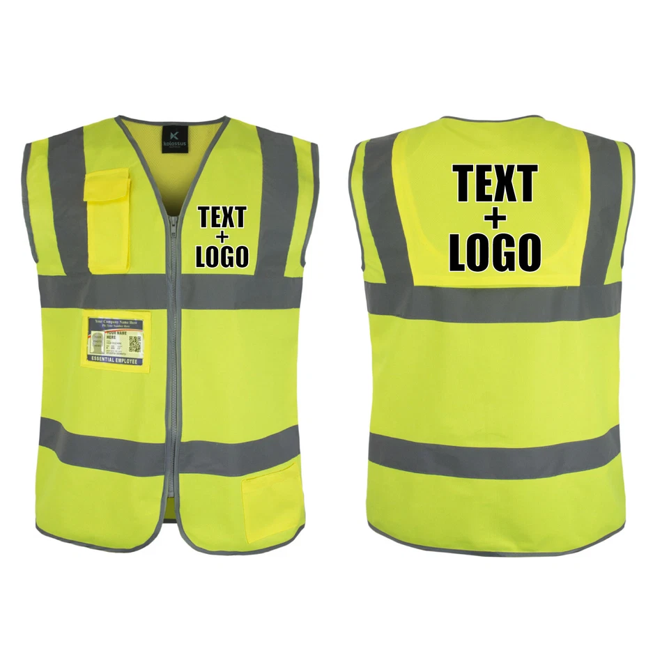 Safety Vest CUSTOM Hi-Vis PERSONALIZED Print in full color - Image 1 of 4