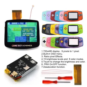 GameBoy Advance 3.0 V5 IPS Laminated LCD Kits W/Rechargable Battery with shell - Picture 1 of 61
