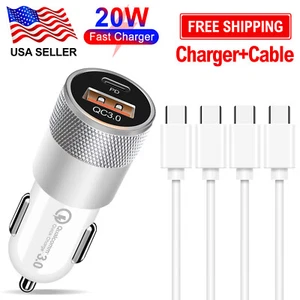 Cargador de coche rápido USB-A y USB-C de 20 vatios EE. UU. para Galaxy S25 S24 S23 S22 Ultra Z plegable - Imagen 1 de 31