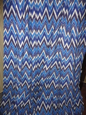 ROSE TREE NEW HAVEN BLUE CHEVRON IKAT (PAIR) POLE TOP DRAPERY PANELS 50X86 - Image 1 of 4