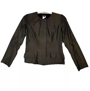 Lida Baday Blazer Women 4 Iridescent Green Satin Office Polished Business Preppy - Picture 1 of 9