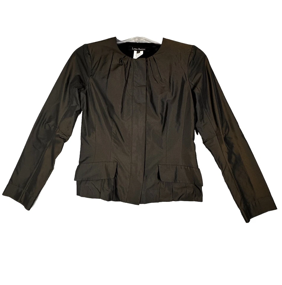 Blazer Lida Baday Mujer 4 Verde Iridiscente Satinado Oficina Pulido Negocios Preppy Foto 1 de 4