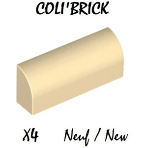 Lego 6191 - 4x Briques / Slope, Curved 1x4x1 1/3 - Beige / Tan - lot kg NEW - Picture 1 of 1