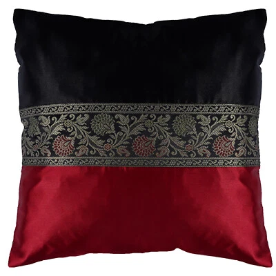 Funda de cojín satinado sedoso rojo y negro 16x16 (1 pieza) Foto 1 de 3