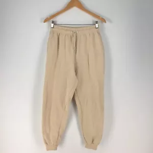 Boohoo womens sweat pants size 8 beige tapered stretch solid cotton blend 023068 - Picture 1 of 12