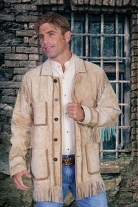 Herren Western Wildleder Leder Fransen Jacke Cowboy Stil Mantel Rodeo Vintage - Bild 1 von 4