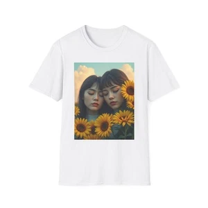 T-shirt unisex abbraccio girasole, maglietta floreale, stile estivo, amante della natura [...] - Foto 1 di 9