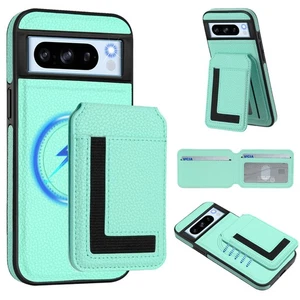 For Google Pixel 8 Pro, Fashion Leather Card Slots Wallet Magnetic Stand Cover - Picture 1 of 34