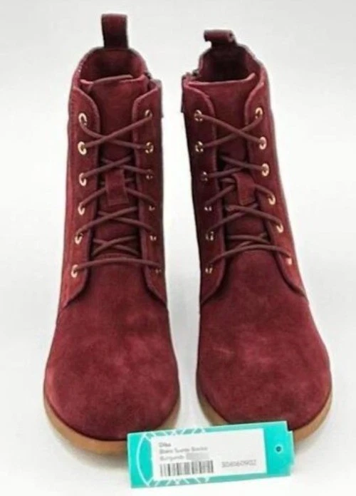 Botines de gamuza Diba Blake para mujer 7 cuero borgoña tacón de cuña superior Foto 1 de 4