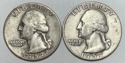 1959 and 1959-D 25C Washington Quarters 90% Silver - Image 1 of 4