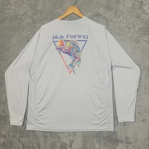 Camisa de pesca Huk manga larga para hombre XL gris lubina gráfica rendimiento camiseta - Imagen 1 de 8