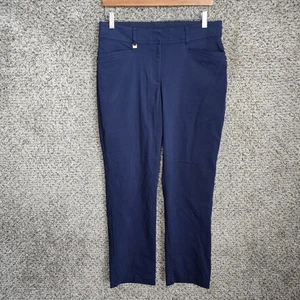 JM Collection Pants Womens 8 Short Blue Flat Front Straight Leg Slimming Waist - Picture 1 of 7