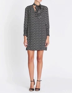 REBECCA TAYLOR Rue Floral Print Scarf Tie Dress Size 8 Shift Dress 100% Silk - Picture 1 of 8