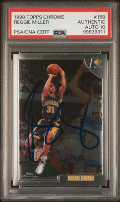 1998 Topps Chrome Reggie Miller Signed Pacers Rookie Card PSA Auto 10 Pop 1 - Image 1 of 2