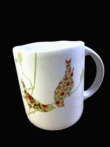 222 Fifth Mug Cup Chintz Birds Spring Floral Fine Porcelain China Scalloped Top - Picture 1 of 9