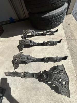antique cast iron bench or table legs, likely from the late 19th to early 20th  - Image 1 of 3