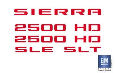 GMC SIERRA 2500 HD Red Emblem Overlay Decal Lettering Set 2007-2018 GM Licensed - Image 1 of 3