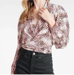 Express Leopard Print Wrap Top Multi Color - Picture 1 of 14
