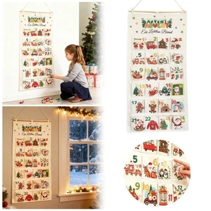 Advent Calendar for 2025 Fabric Christmas Calendar Wall Calendar 24 Pockets - Picture 1 of 6