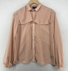 JASON WU FOR TARGET Blouse S Sheer Polka Dot Shirt Button Up Long Sleeve Pink - Picture 1 of 13