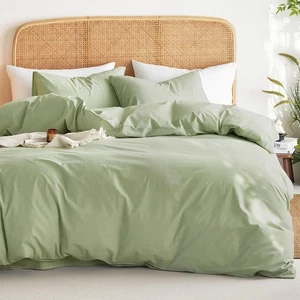 - Set copripiumino in cotone, king size, verde salvia, 100% cotone lavato, lino li... - Foto 1 di 8