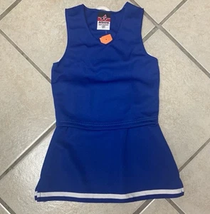 Niño pequeño 18 meses - 3T azul y blanco en blanco (sin logotipo) conjunto de uniforme de animadora nuevo con etiquetas - Imagen 1 de 6