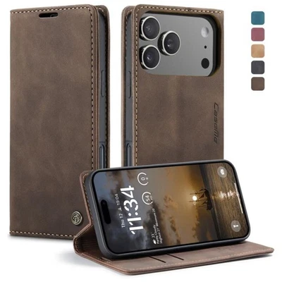 For iPhone 17 17Pro 17Max 17Air Premium Leather Wallet Magnetic Flip back case - Image 1 of 4