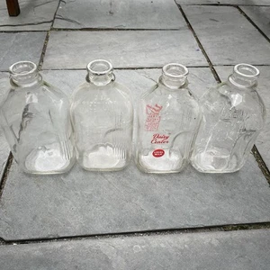 Vintage Konvolut 4 Glas Milch Milch Milch Flaschen 1/2 Gallone, alte Werbung - Bild 1 von 8