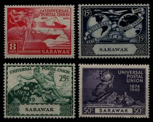 Malaya - Sarawak 1949 - Mi-Nr. 167-170 ** - MNH - 75 Jahre UPU - Bild 1 von 1