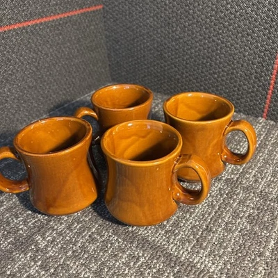  Vintage Set of 4 Chocolate Brown Heavy Duty Diner Tea/Coffee Mugs. Excellent ! - Image 1 of 4