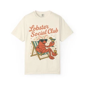 Hummer Social Club T-Shirt lustig Strand Komfort Farben Küste Retro Foodcore - Bild 1 von 9