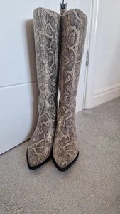 Stivali da cowboy Zara in pelle di serpente al ginocchio taglia UK 5 - Foto 1 di 6