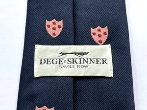 DEGE & SKINNER Savile Row Polyester Tie Navy And Pink Patterned - Picture 1 of 3