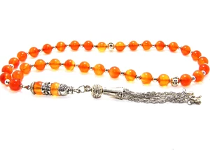 6 mm x 99 KARNEOL ROT Akeek Achat Gebetsperlen islamisch Tasbih Masbaha Geschenk - Bild 1 von 6