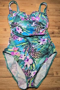 LUXUS PUR: SUNFLAIR Badeanzug mit Dschungel-Print, 38 B, grün-bunt, NEU *ANIMAL - Bild 1 von 7