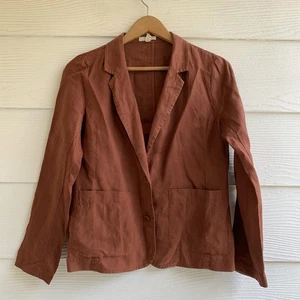 Eileen Fisher brauner Blazer Jacke Damen XS 100% Bio Leinen Taschen - Bild 1 von 8