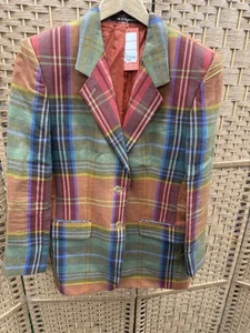 Vintage Daks Signature Plaid Linen Jacket Size 40” - Picture 1 of 9