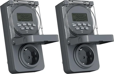 HBN 2er Digitale Zeitschaltuhr Steckdose Außen, 8 Schaltprogramme - Bild 1 von 4