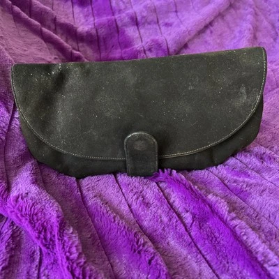 Bolso sin asas de gamuza real 9 X 5 forrado cierre a presión monedero interior 2 bolsillos para tarjetas  Foto 1 de 4