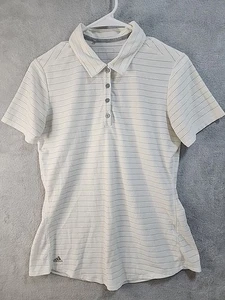 Adidas Women M White Climacool Polyester Athletic Golf Tennis Polo Shirt - Picture 1 of 10