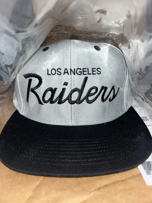 Vintage Los Angeles Raiders Grey/Black Script Snapback Hat - NWT - Image 1 of 2
