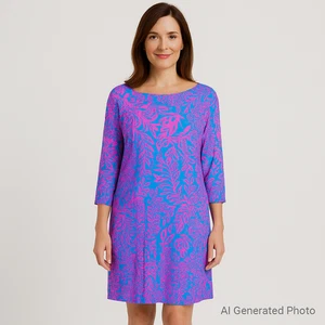 Lilly Pulitzer Braedyn UPF 50+ Midikleid Large Neu mit Etikett Aura Pink Blatt ein Eindruck - Bild 1 von 11