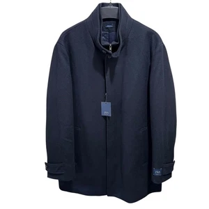 JWN John W Nordstrom Mens Size XXL Classic Hudson Navy Blue Wool Car Coat Jacket - Picture 1 of 19