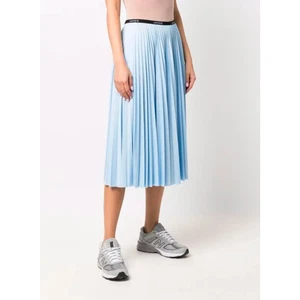 Lacoste Lettered Waist Mid-Length Pleated Light Blue Flowy Jersey Skirt, size M - Picture 1 of 9