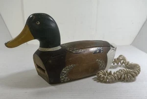 VINTAGE TELEMANIA WOODEN MALLARD DUCK DECOY CORDED TELEPHONE Untested As-Is 🔥 - Picture 1 of 10