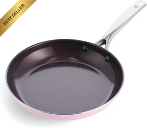 Diamond Infused Ceramic Nonstick Frying Pan 10", PFAS-Free, Pink - Picture 1 of 12